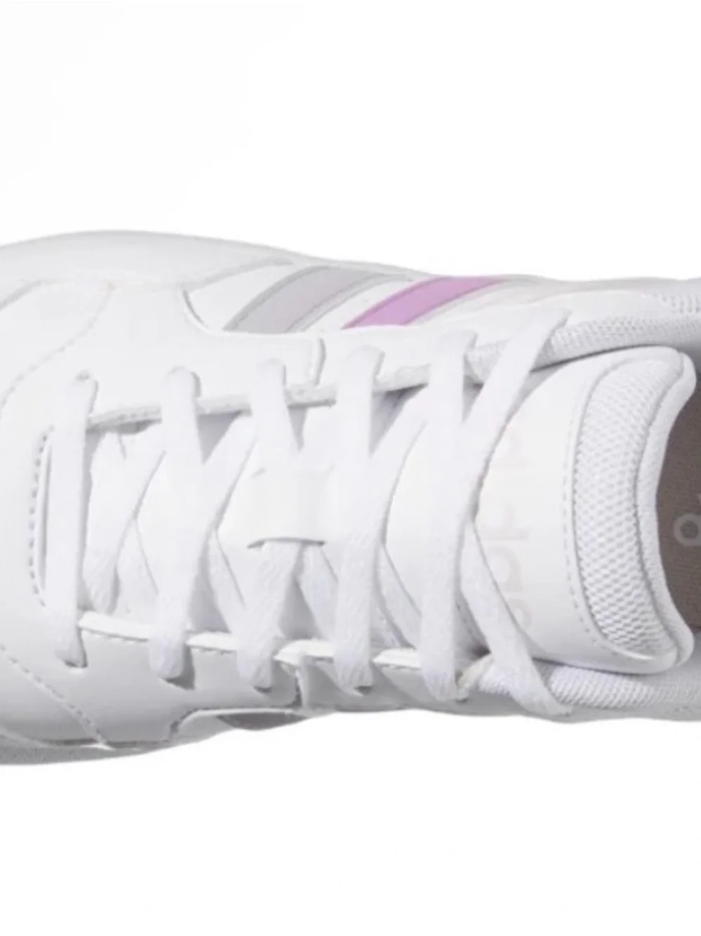 adidas White  Hoops 3.0 size 6 Bold Lace Sneakers with Pink Stripes